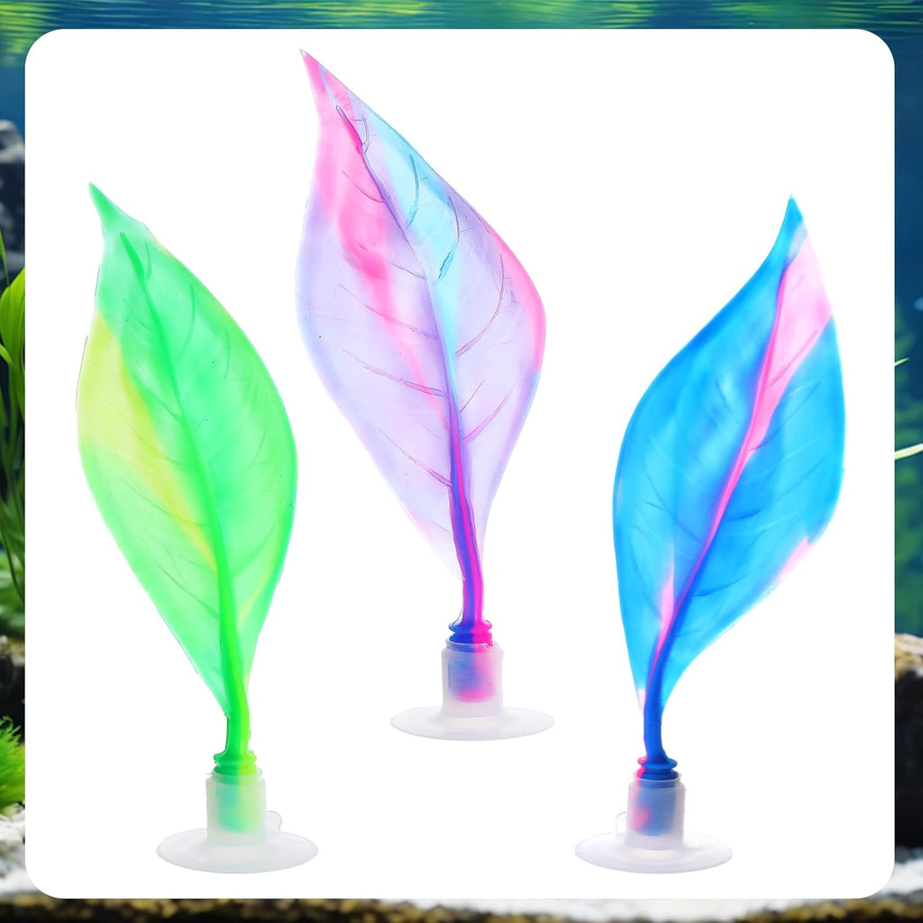 Lusofie 3Pcs Betta Fish Bed Leaf Hammock - Silicone Betta Fish Hammock, Aquarium Resting Spot, Comfortable and Safe