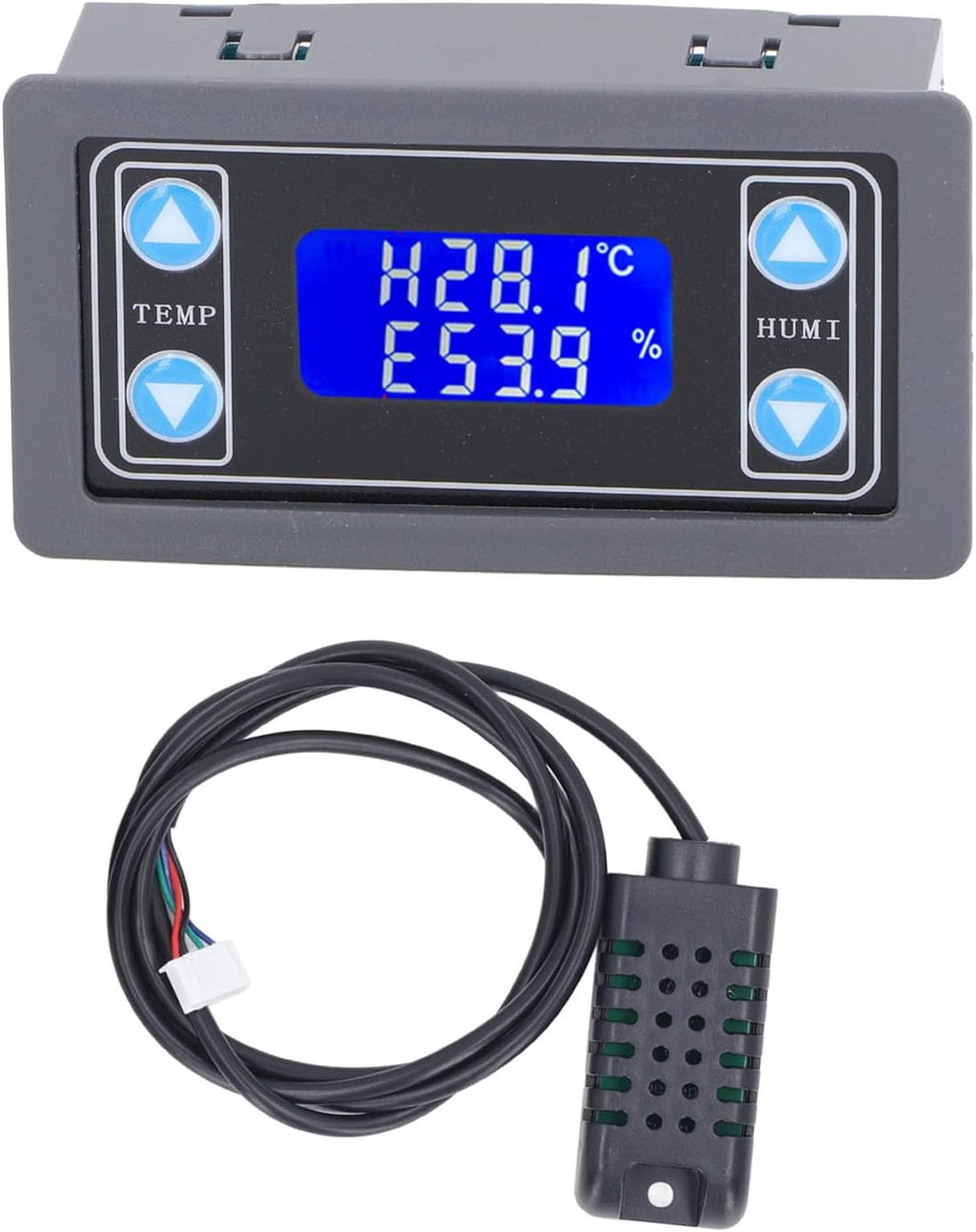 Temperature Humidity Controller Dual Relay Output Digital Thermostat Humidistat Control Module for Greenhouse Reptile Terrarium ABS Material