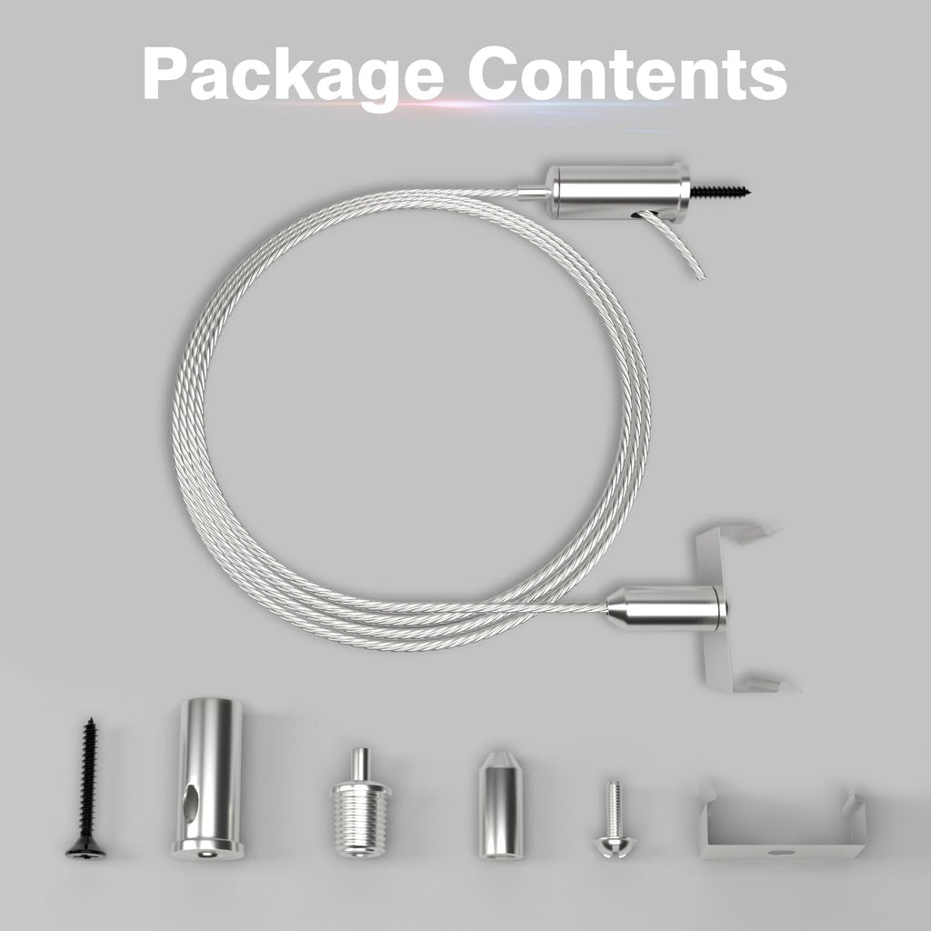 14 Pack Hexagon Garage Light Hanging Cable Kit, Adjustable 1.0M Stainless Steel Suspension Wire Rope Set, Heavy Duty 1.5mm Lighting Hanging Kit for Hex LED Lights, Max Load 6.6lbs