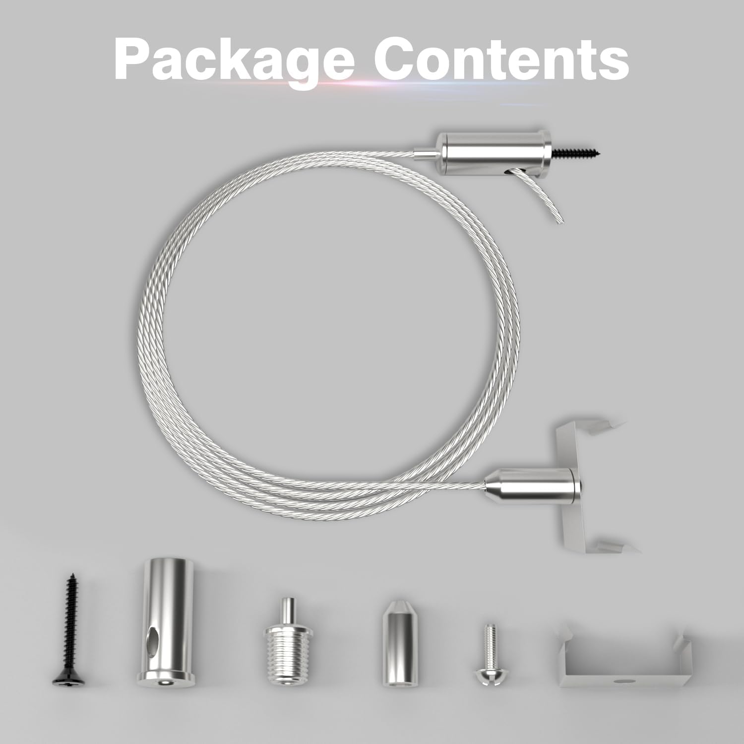 8 Pack Hexagon Garage Light Hanging Cable Kit, Adjustable 1.0M Stainless Steel Suspension Wire Rope Set, Heavy Duty 1.5mm Lighting Hanging Kit for Hex LED Lights, Max Load 6.6lbs