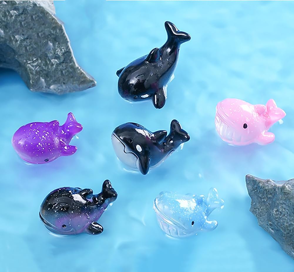 27 Pcs Cute Killer Whale Miniature Figurines Mini Whale Figurines for Terrarium Fish Tank Home Décor DIY Craft Project