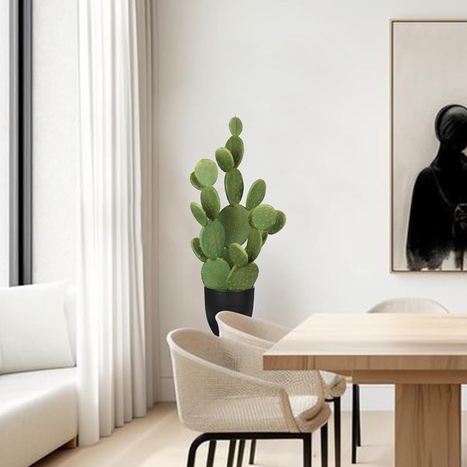 DILATATA Tall Fake Cactus Plant 27.5 inch Large Artificial Cactus Tree 'Prickly Pear Cactus' Faux Cactus Desert Plants Big Fake Cacti for Home Garden Office Decor