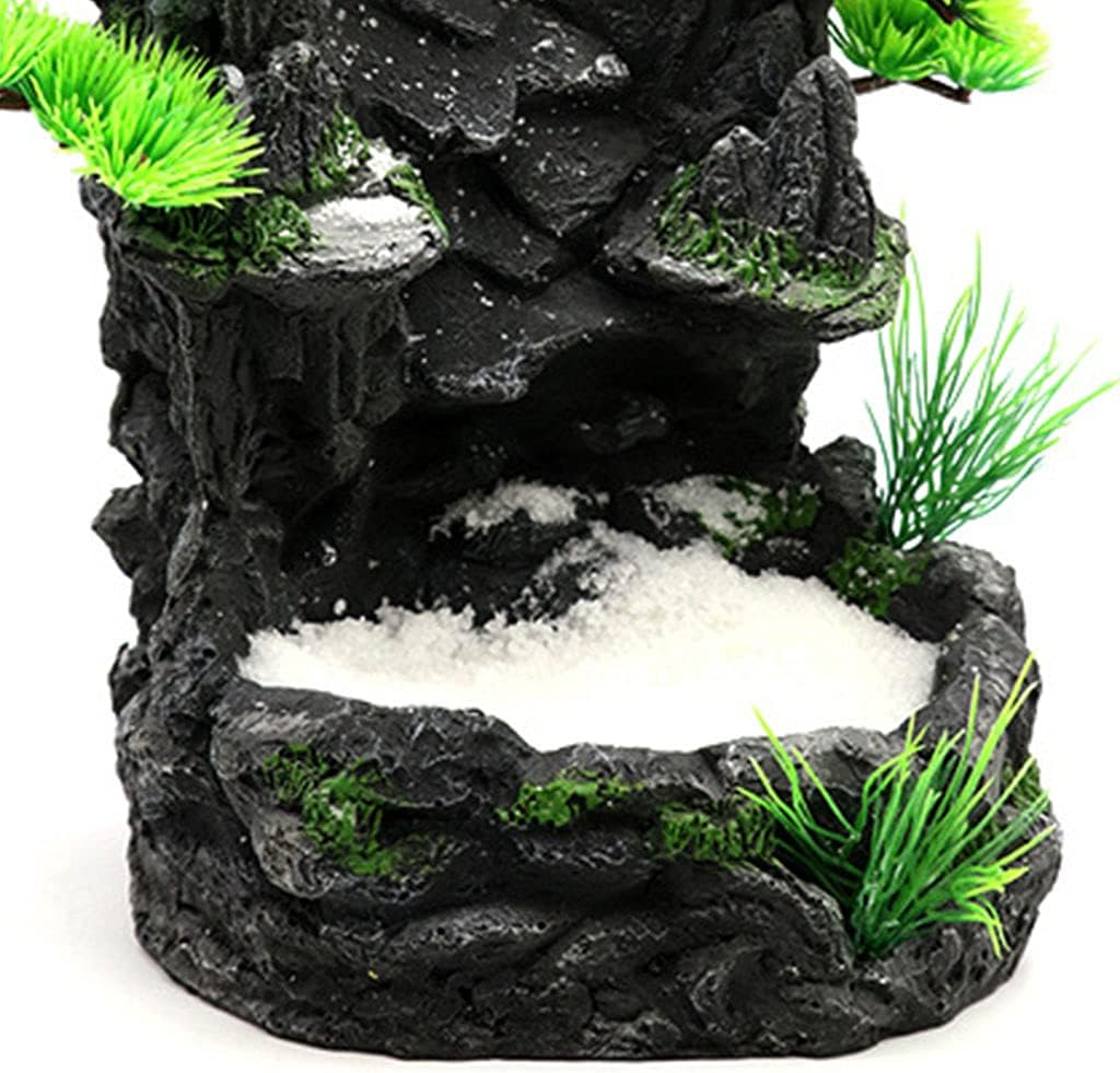 Aquarium Decoration Artificial Resin Mountain View Decor,Rockery Landscape,Rock Ornament with Trees Sand Waterfall Fish for Tank Decoration,Easy to No Fade,Waterfall Landscape with Realistic