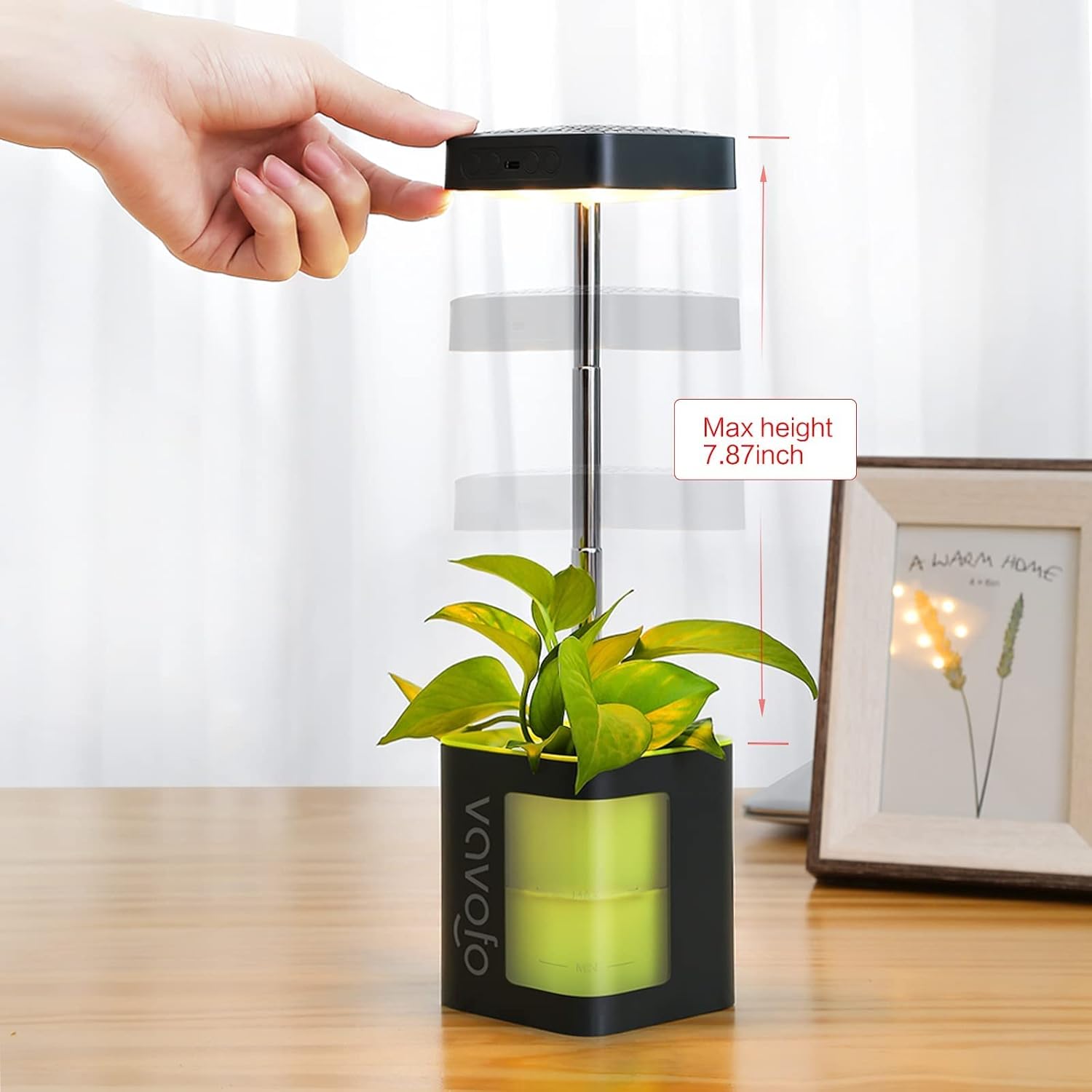 VAVOFO Plant Light for Indoor Plants Rechargeable Mini Grow Light with Planter, Full Spectrum, Height Adjustable, Automatic Timer, DIY Various Small Planting,Green