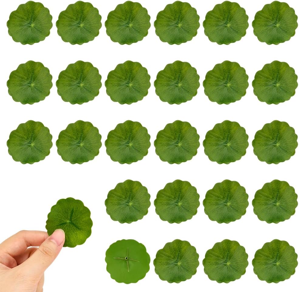 30PCS Artificial Water Lily Leaves,Small Realistic Floating Water Lily Pads, Pond Plant Lotus Leaves Suitable for Fish Tank,Terraces,Pool,Aquarium Decoration(1.93inch)