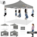 HOTEEL 10x10 Pop up Canopy Tent for Parties, Heavy Duty Easy Setup Tent with 4 Sidewalls, Outdoor Commercial Instant Gazebo for Wedding Event, with Portable Bag, Grey(Hexagonal Frame)