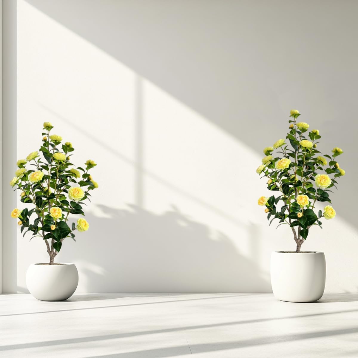 Artificial Camellia Tree 3.4ft Fake Trees pseudophyte (2, Yellow)