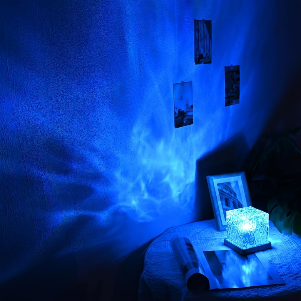 Northern Lights Ocean Wave Projector Light, Galaxy Light Projector, 16 Colors Gradual Rotating Flame Water Ripple Ambient Night Light Non-Wood for Bedroom, Room Decor, Kids Room (Rechargeable)