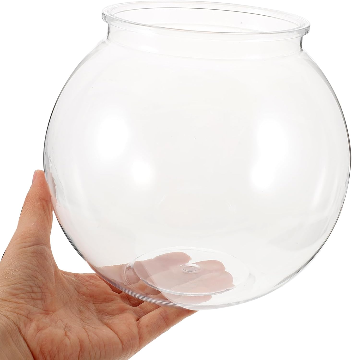 Plastic Fish Bowl : Round Fish Tank Transparent Desktop Aquarium for Home Office Decor, 7.07X7.07X6.29in