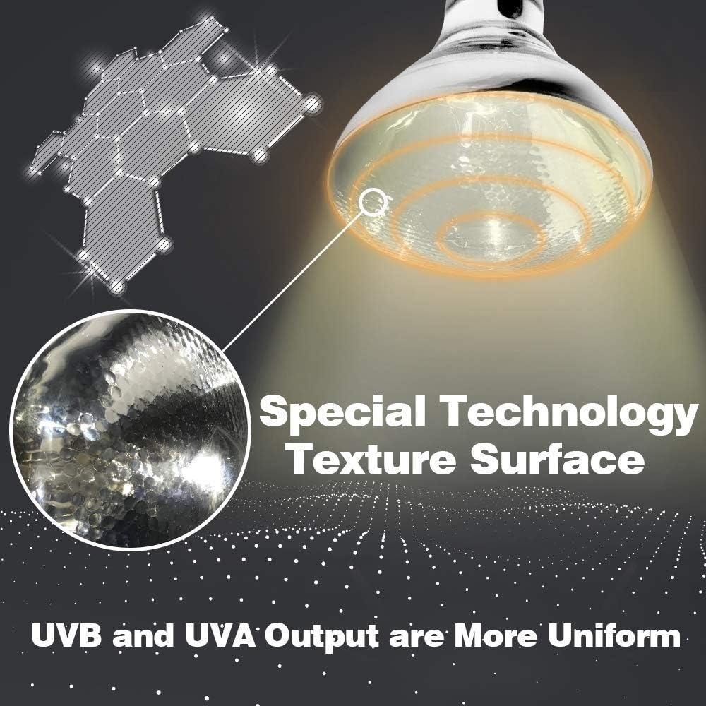 LUCKY HERP 100 Watt UVA+UVB Full Spectrum Vapor Heat Lamp Bulb, High Intensity Self-Ballasted Heat Basking Lamp/Bulb/Light for Reptile and Amphibian, Sun Lamp for Bearded Dragon Lizard Turtle(Clear)