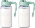 Mason Jar Pitcher - Airtight & Leakproof Glass Pitcher with Lid[set of 2], Perfect for Breastmilk, Cold Brew, and Sun Tea, 2 Quart (64 oz) Mason Jar with Pour Spout Lid