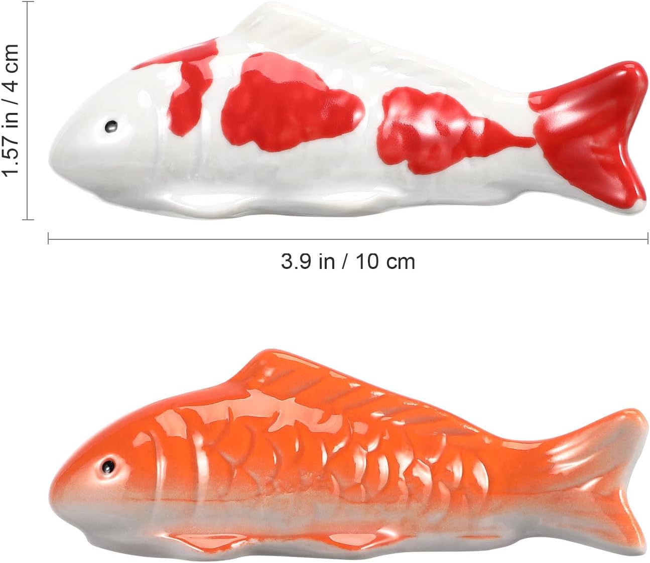 Ceramic Floating Koi Fish, 2pcs Aquarium Fake Goldfish Koi Decor, Mini Floatable Figurines for Fish Tank Fairy Garden Pond Underwater Fish Tea Pet Decor, 3.93X1.57X1.38in