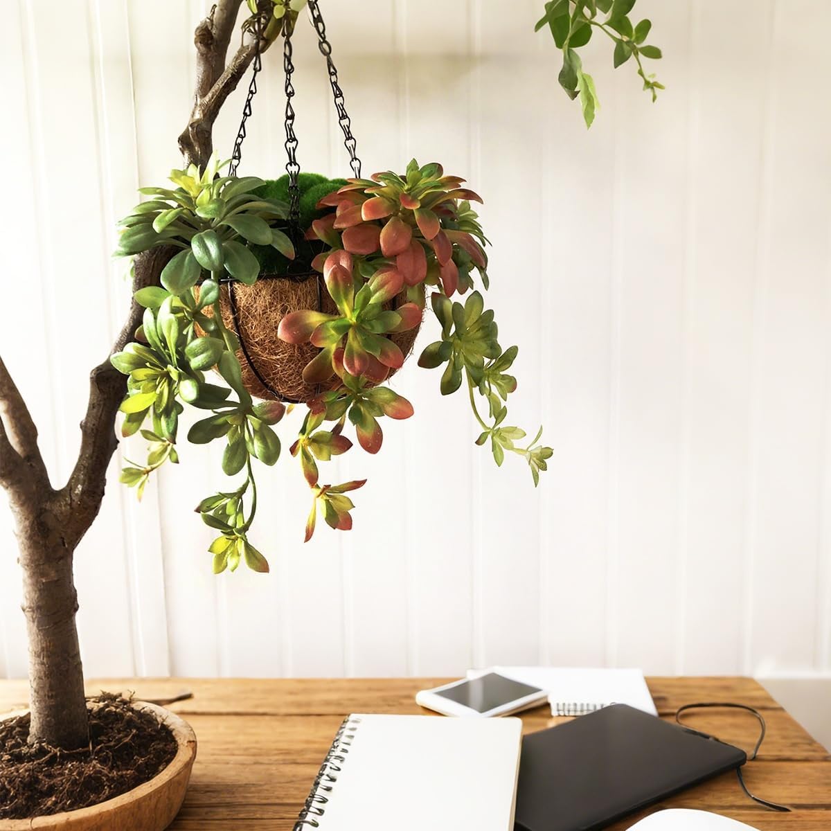2pcs Artificial Succulent Plants, Realistic Large Fake Succulents, Artificial Hanging Ornaments for Decor