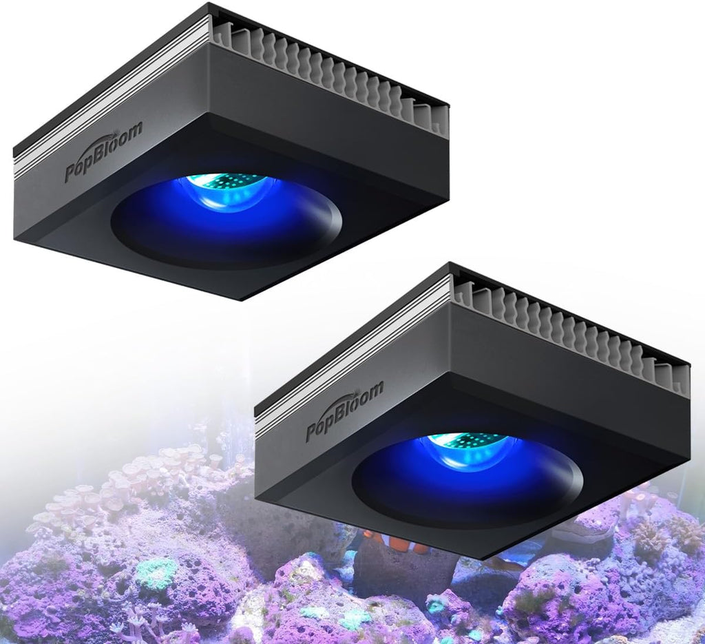 PopBloom RL90 Reef 2PCS Marine Led Aquarium Light Full Spectrum for 36""-48"" Reef Coral SPS LPS Reef Coral Saltwater Tank Lamp(RL90-Black with Hang Kit, Phone Control), RL90-2-H-Black