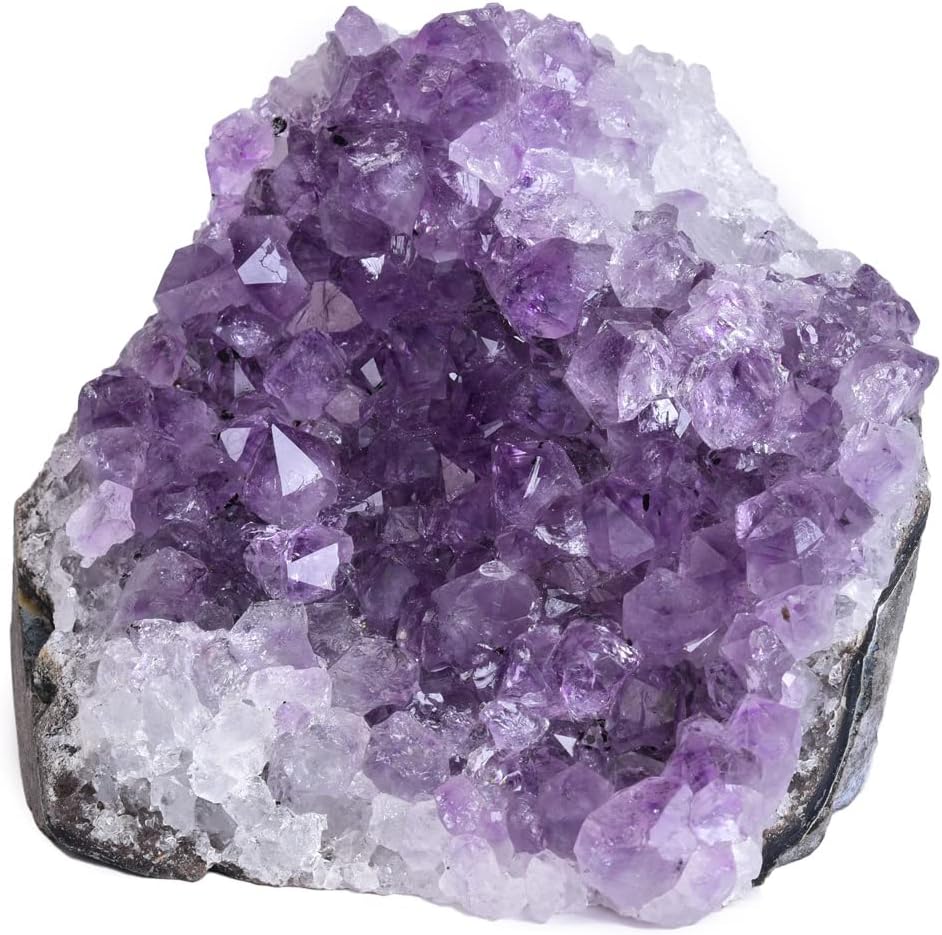 JIC Gem Natural Amethyst (1 lb to 2 lb) Crystal Cluster from Brazil Light Purple Quartz Geode for Home Decor