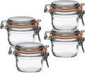 Le Parfait Super Terrine Jar | 4oz (Pack of 4) 125ml French Glass Jar, Airtight Rubber Seal & Glass Lid | Glass Jars for Kitchen Organization and Storage Containers for Essentials