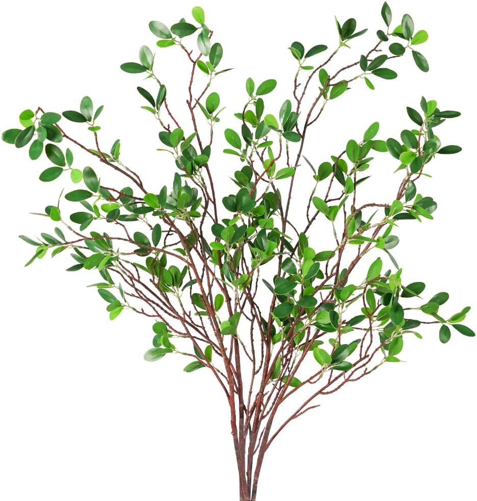Artificial Plants 3Pcs Faux Greenery Eucalyptus Stems,Faux Branches for Vase Filler,Artificial Ficus Twig Branches Stems for Shop Garden Office Home Décor