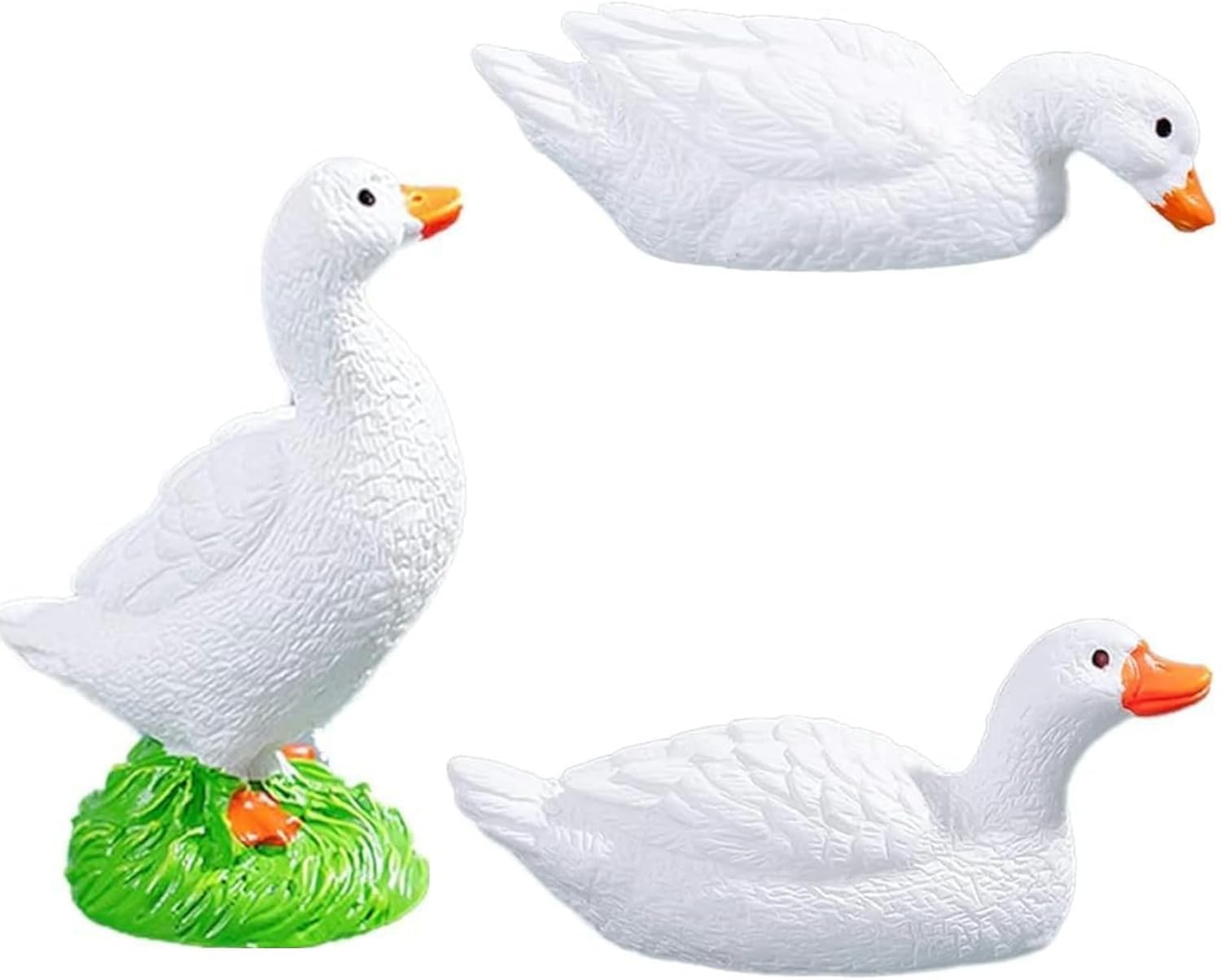 3 Pcs Mini Duck & Goose Figurines - Resin Fairy Garden Decor, Aquarium Fish Tank Accessories, Micro Landscape Moss Terrarium DIY Crafts, Home Ornaments, Gift for Nature Lovers