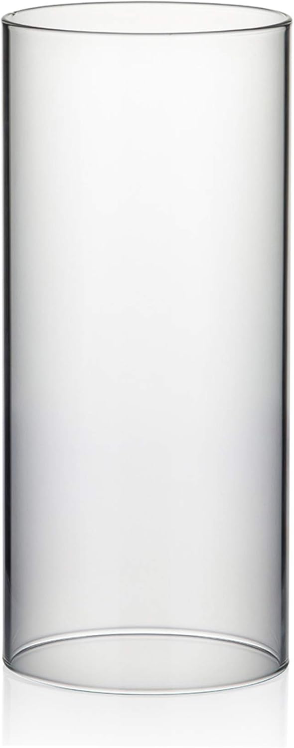 WGVI Hurricane Candle Holder Sleeve, Wide 3.5", Height 8", Clear Glass Cylinder Candleholder, Chimney Tube, Open Ended Candle Shade, 1 Piece