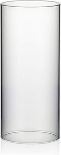 WGVI Hurricane Candle Holder Sleeve, Wide 3.5", Height 8", Clear Glass Cylinder Candleholder, Chimney Tube, Open Ended Candle Shade, 1 Piece