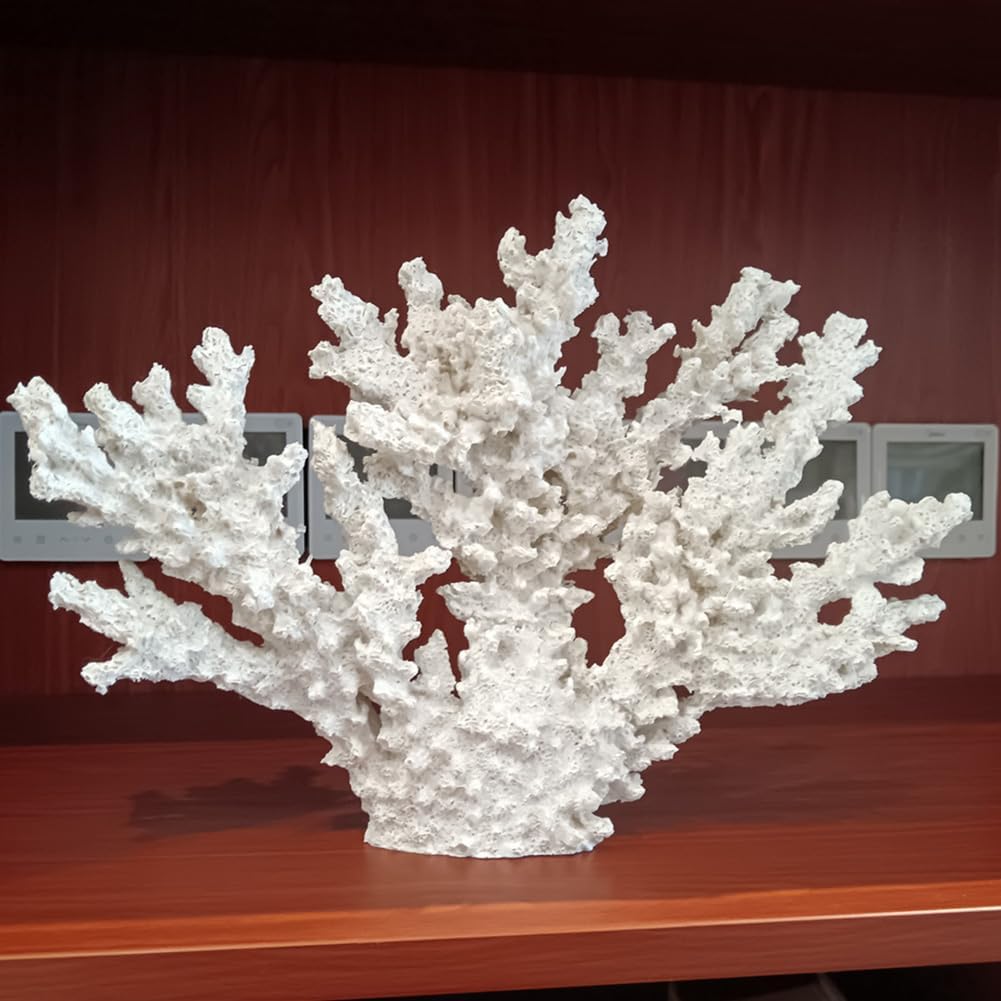 decorlWhite reefs, Artificial Coral Statues, Nautical Decorations for Beach Themed Homes, Resin Artificial Coral Ocean Decorations (Large Size)
