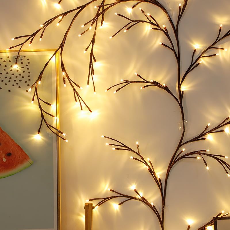 Vines for Home Decor,144 LEDs Lighted Willow Vine -7.5Ft Christmas Indoor Decor, Artificial Plant Branches for Home Decor, Aesthetic Vines for Indoor Walls Bedroom Décor(1PCS)