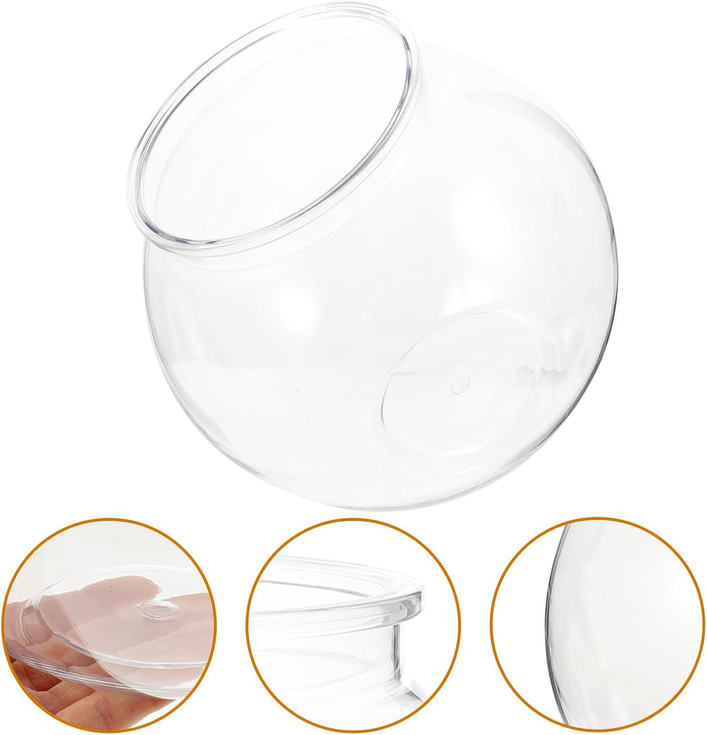 Plastic Fish Bowl : Round Fish Tank Transparent Desktop Aquarium for Home Office Decor, 7.07X7.07X6.29in