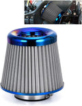 PTNHZ Universal Burnt Blue Neck 3" 76mm Car High Flow Cold Air Intake Air Filter Power Intake Air Inlet System Mushroom Head Air Cleaner