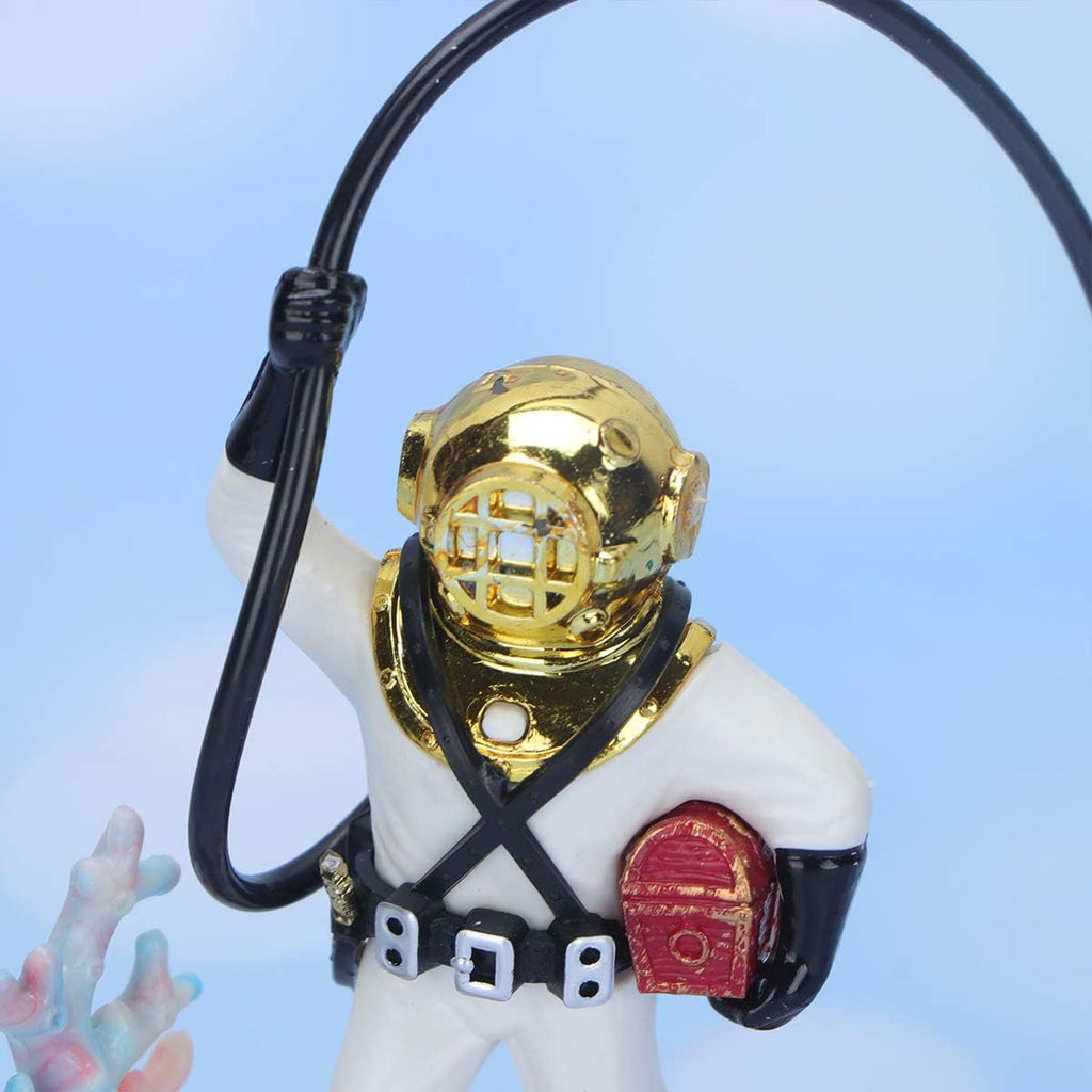 TEHAUX Diver Fish Tank Decoration with Bubble Effect for Fresh and Saltwater Aquariums Resin Scuba Diver Ornament Floating Aquarium D Cor with Suction Cup 7.5X9X3 Inches