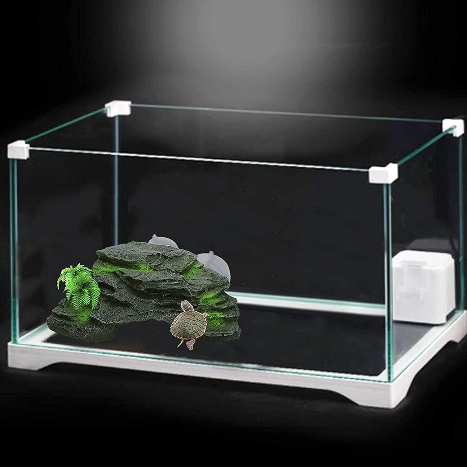 kathson Turtle Basking Platform with Suction Cups Tortoise Climbing Step Ledge Aquarium Ornament Rock Turtle Floating Dock Resting Basking Terrace for Amphibians Reptile (Gray)