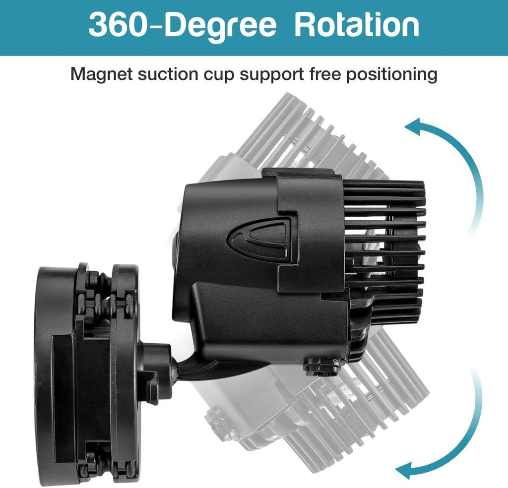 AQQA Wave Maker Pump, 530GPH Aquarium Circulation Pump 360 Degree Rotatable Submersible Powerhead Pump with Magnet Suction Base for Marine and Freshwater Aquariums（3W)