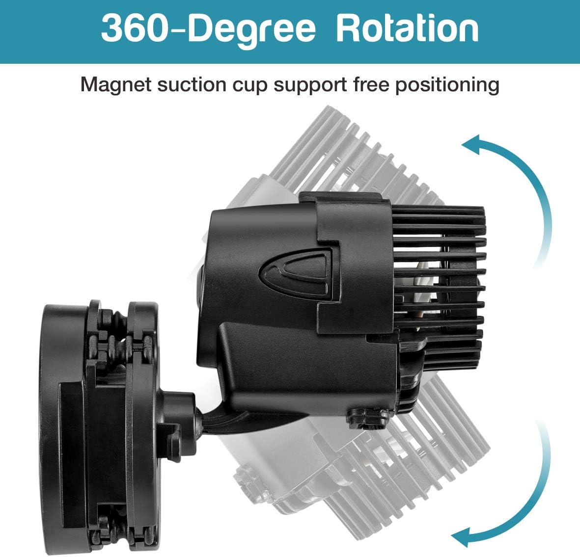 AQQA Wave Maker Pump, 530GPH Aquarium Circulation Pump 360 Degree Rotatable Submersible Powerhead Pump with Magnet Suction Base for Marine and Freshwater Aquariums（3W)