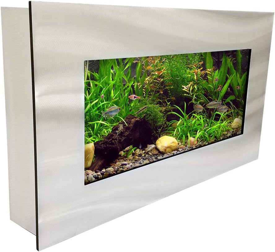 Aussie Aquariums AA-MINIVIEW-BSILVER 2.0 Wall Mounted Aquarium, Brushed Silver