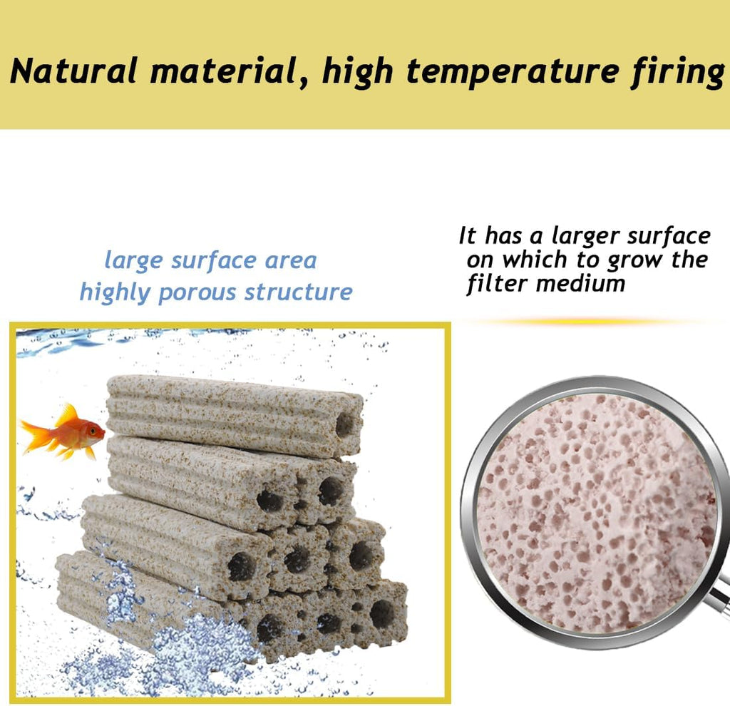 PINVNBY 6.2 Inch Large Filter Media for Aquarium,10 Pcs Fish Tank Ceramic Bio Blocks for Freshwater and Saltwater Sump Tank,Aquaculture and Koi Ponds