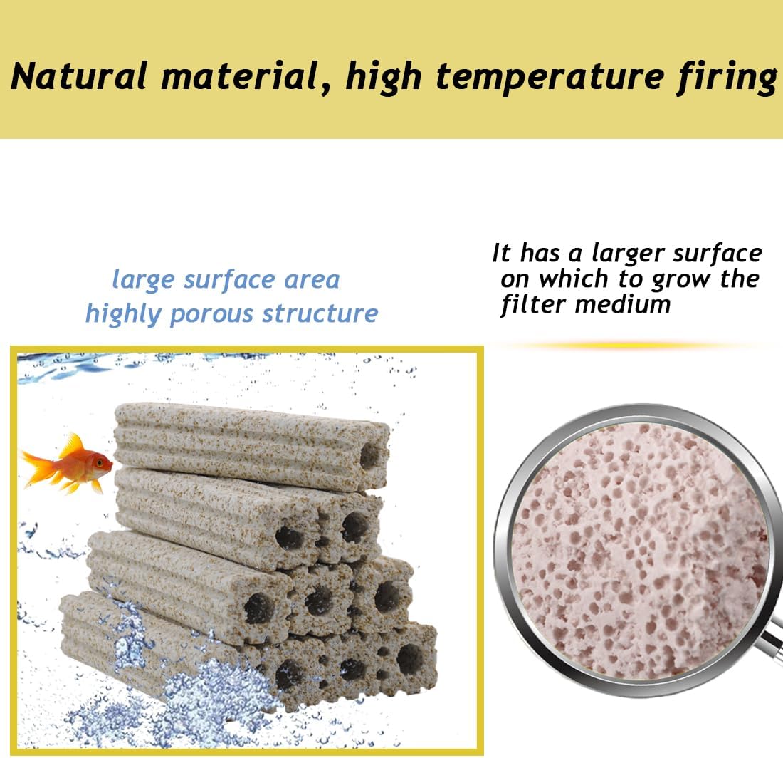 PINVNBY 6.2 Inch Large Filter Media for Aquarium,10 Pcs Fish Tank Ceramic Bio Blocks for Freshwater and Saltwater Sump Tank,Aquaculture and Koi Ponds