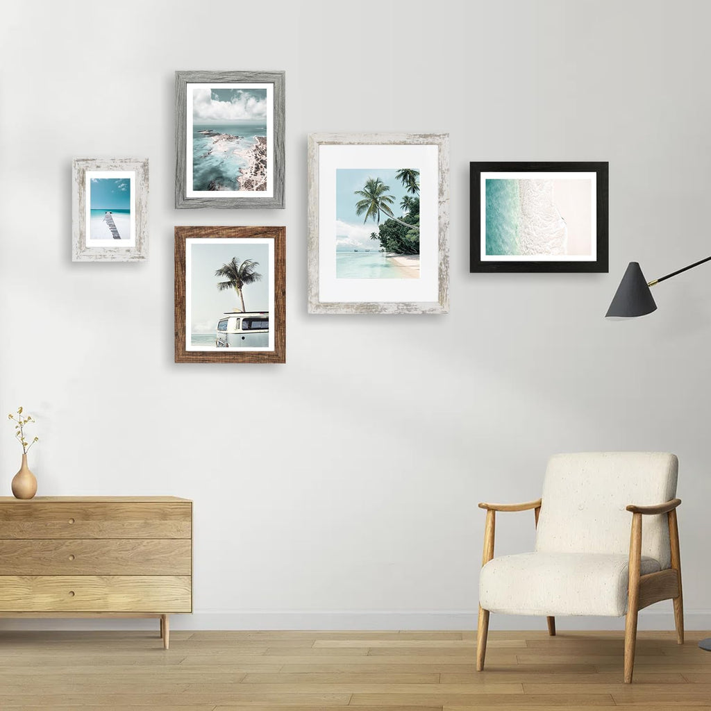 8x11 Picture Frame Set of 2, Made of Real Glass and Grey Wooden Frame - 8 by 11 Photo for Wall or Tabletop Display