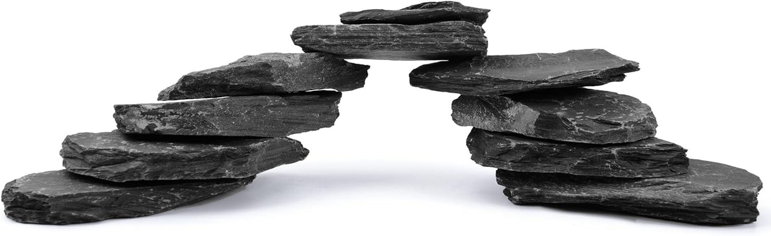2-4 Inches Natural Slate Rocks 20 PCS Aquarium Stones for Aquascaping, Aquarium Landscaping, Terrariums, Fish Tank Decoration, Vivariums, Paludarium, Reptile and Amphibian Enclosures