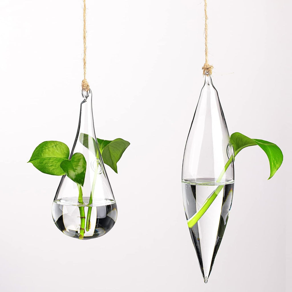 Zopeal Wall Hanging Glass Planter Terrarium Propagation Station Vase Container Watering Squeeze Bottle with Rope and Hook for Hydroponic Plants Flower Home Decor(Classic Style,6 Sets)