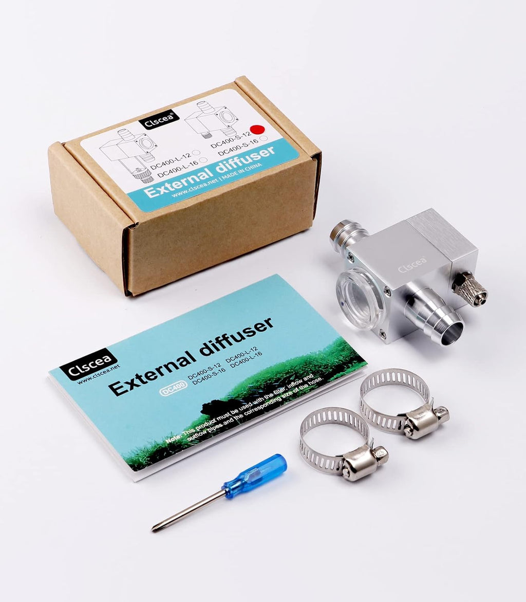 External Inline CO2 Diffuser Atomizer Aluminum Alloy for Planted Aquarium 12 mm