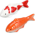 Ceramic Floating Koi Fish, 2pcs Aquarium Fake Goldfish Koi Decor, Mini Floatable Figurines for Fish Tank Fairy Garden Pond Underwater Fish Tea Pet Decor, 3.93X1.57X1.38in