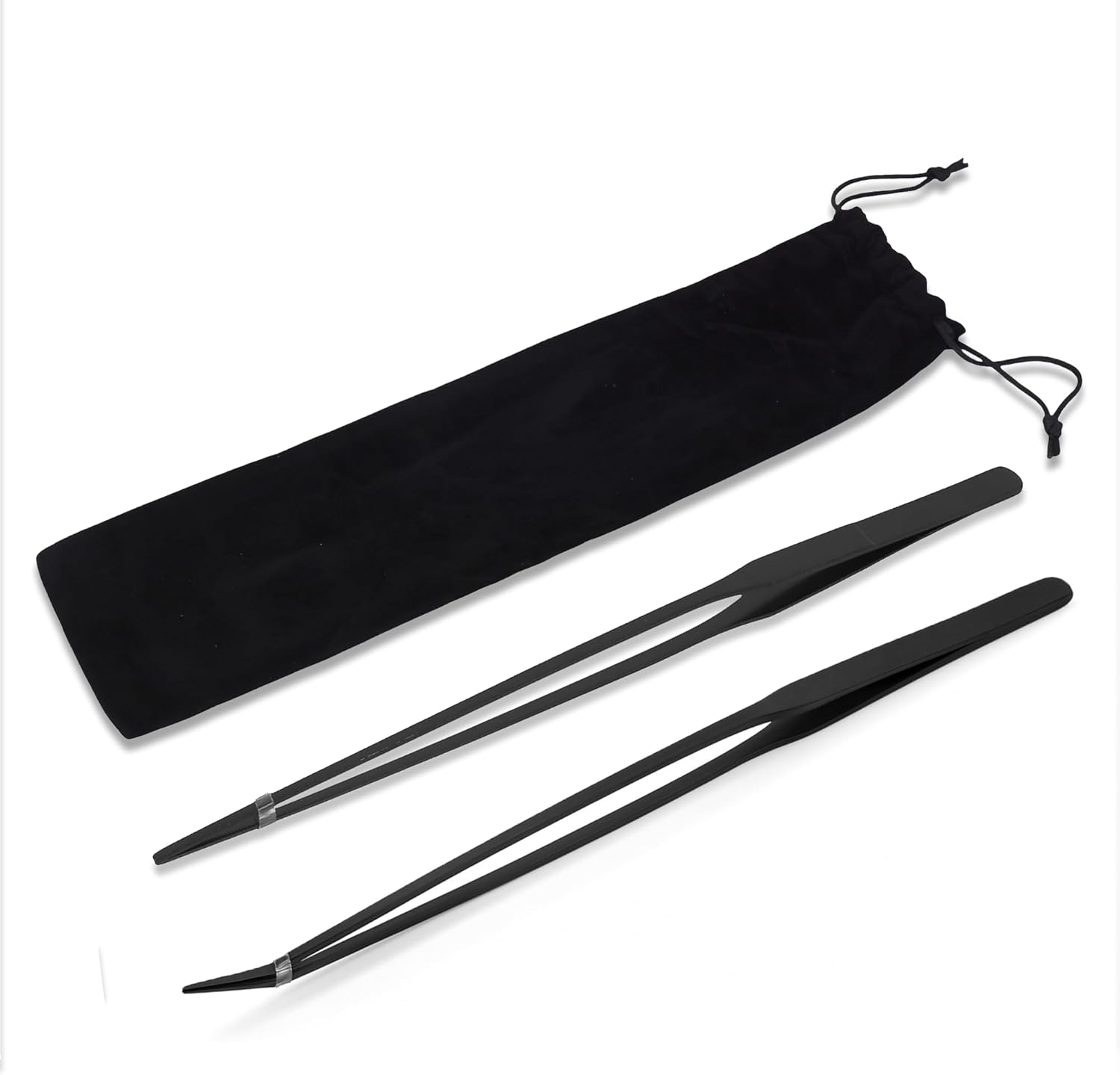 Mandala Crafts 15 Inches Black Stainless Steel Straight and Curved Aquarium Tweezers for Aquatic Plants – Long Aquascape Forceps for Fish Tanks, Hospital Tanks, Goldfish Bowls, and Terrariums