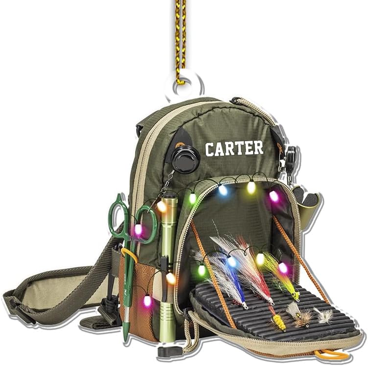Fishing Tools Box Personalized Fishing Christmas Ornament Fish Ornaments for Christmas Tree Bass Fish Ornaments Fishingman Decor Flat 2D Hanging Tree Fisherman Dad Gift 139