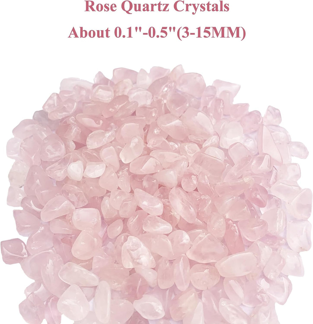 2lbs Rose Quartz Crystals, Vase Filler Stones, Pink Crushed Rose Quartz Chips, Decorative Marbles for Vases, Pebbles for Indoor Plants, Gravel for Fish Tank Aquarium