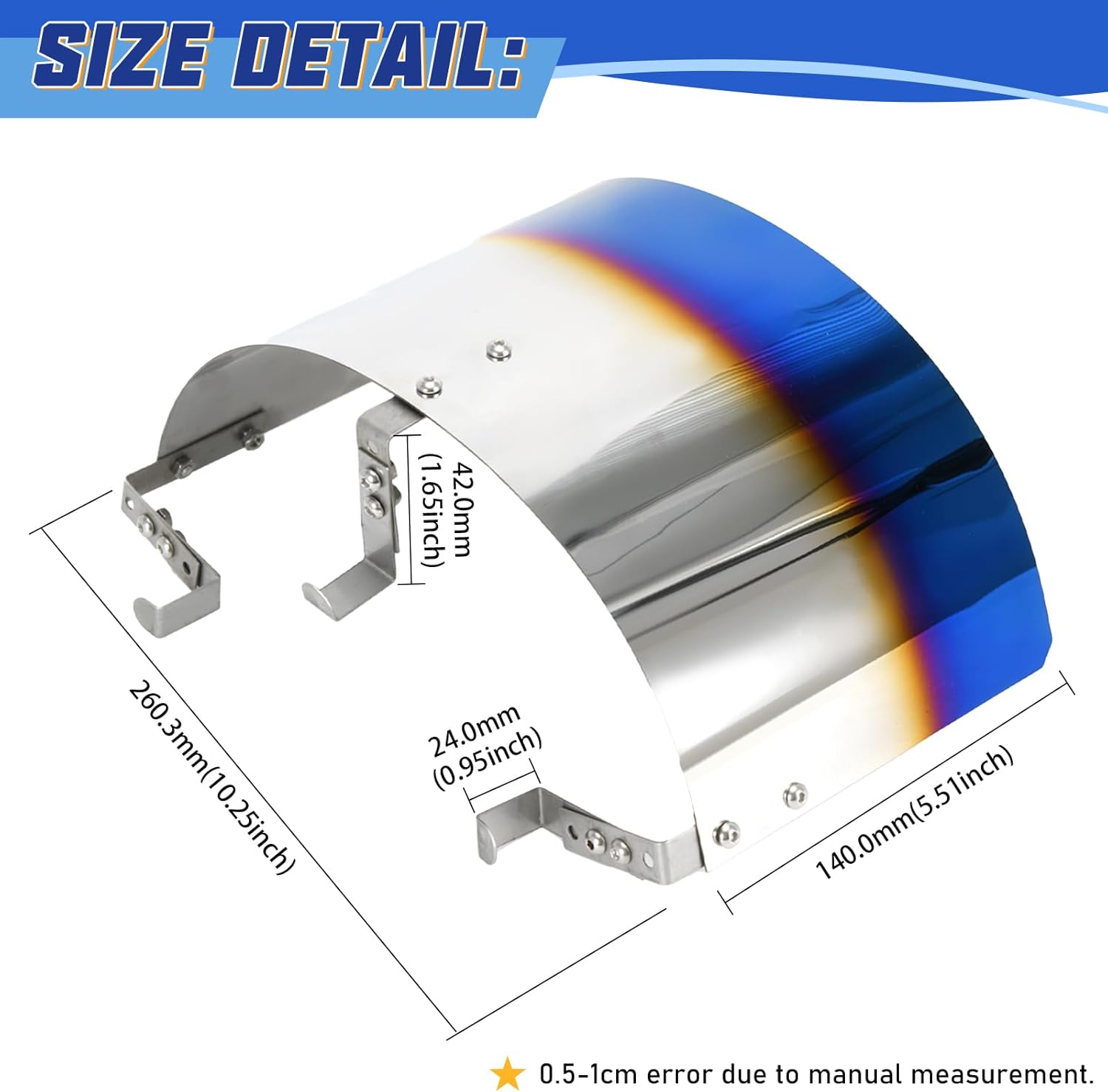 PTNHZ Universal Stainless Steel Air Intake Filter Cover Heat Shield Fits for 2.5-3.5" Cone or Cylinder Filter Burnt Blue