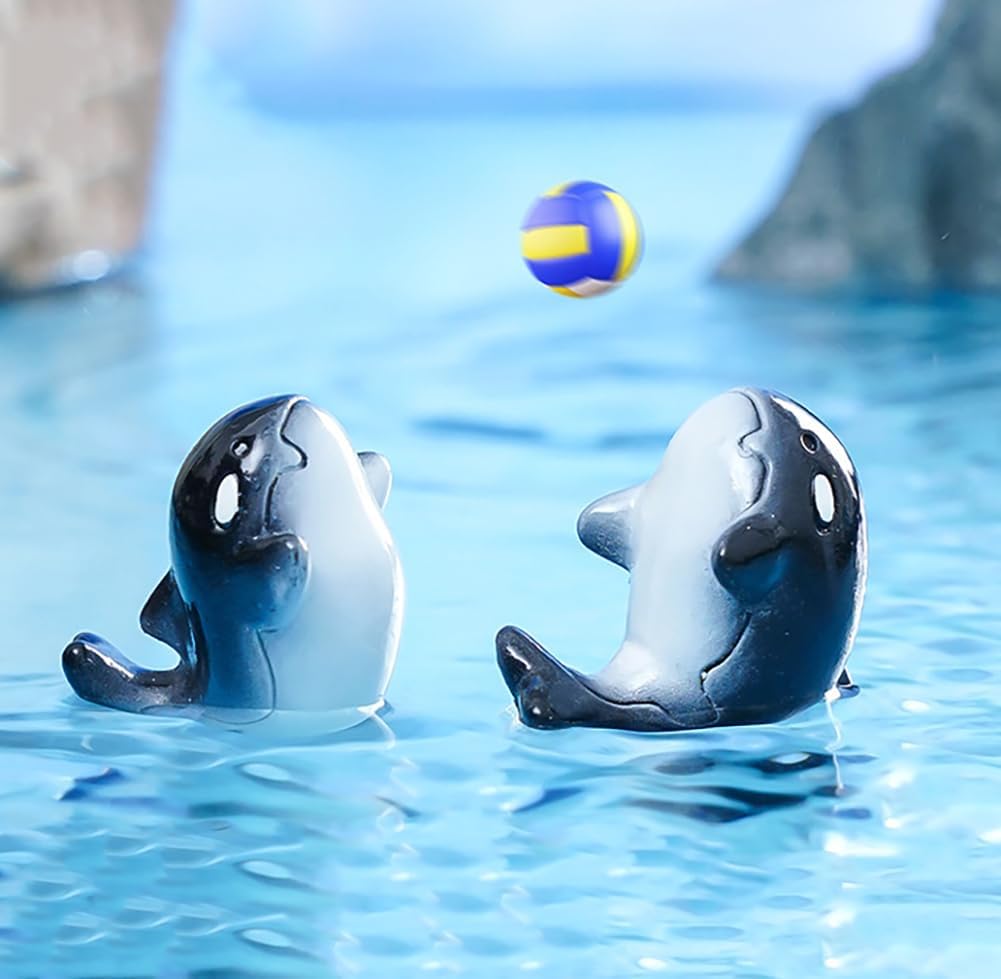 27 Pcs Cute Killer Whale Miniature Figurines Mini Whale Figurines for Terrarium Fish Tank Home Décor DIY Craft Project