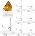 Kigley 8 Pcs Adjustable Metal Arm Display Stand Crystal Holder Easel Display with Acrylic Base Easel Rock Mineral Stand for Geodes Mineral Agate Collection(Silver,2.4 x 2.4 x 3.5 Inch)