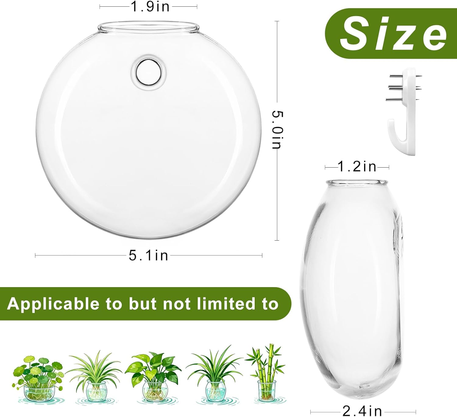4Pcs Wall Hanging Planter Propagation Stations Glass Terrariums Vase for Hydroponics Plants, Bathroom, Home Office Living Room Decor Gift