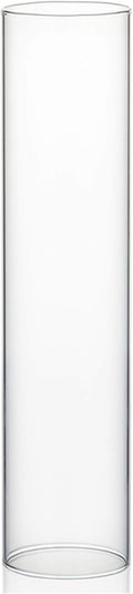 WGVI Hurricane Candle Holder Sleeve, Wide 4", Height 18", Clear Glass Cylinder Candleholder, Chimney Tube, Open Ended Candle Shade, 1 Piece