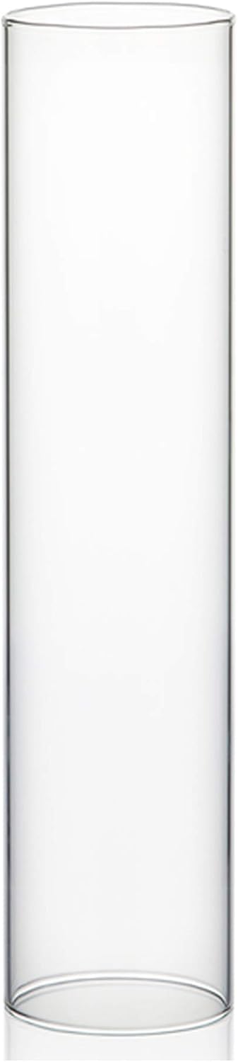 WGVI Hurricane Candle Holder Sleeve, Wide 4", Height 18", Clear Glass Cylinder Candleholder, Chimney Tube, Open Ended Candle Shade, 1 Piece