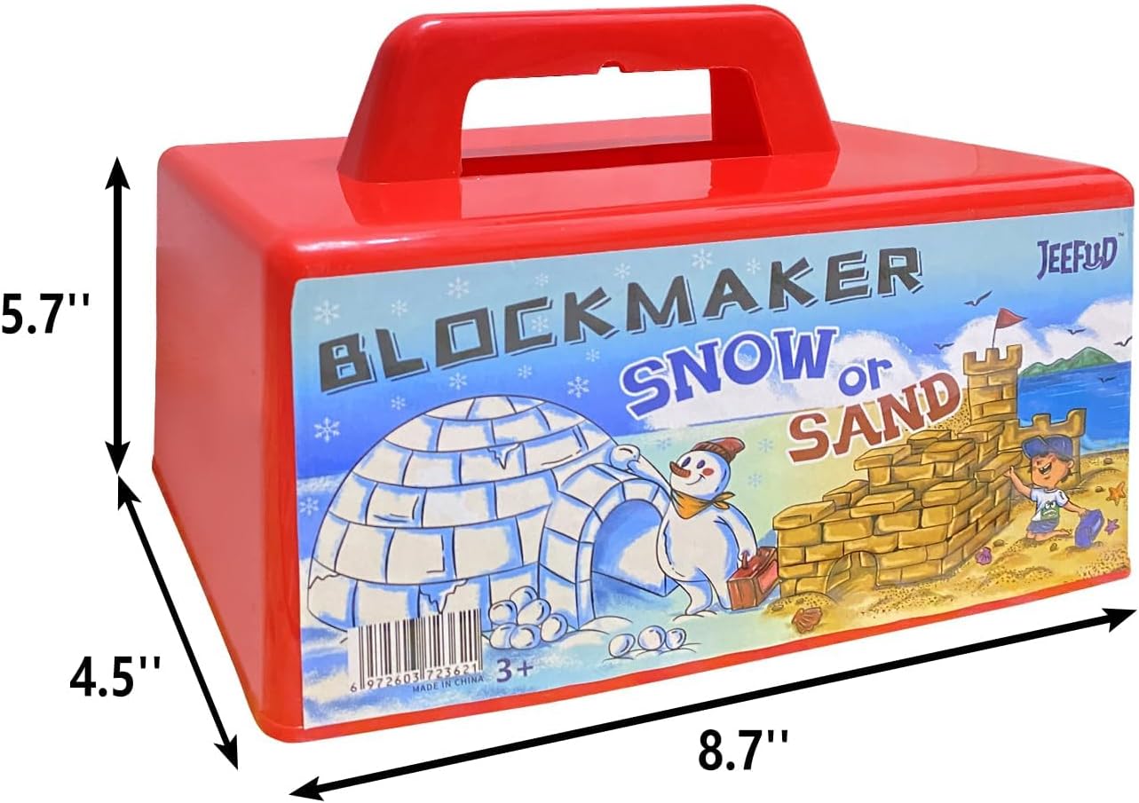 JEEFUD Snow Block Maker, Sand Castle Mold, Beach Snow Building Kit Toys for Kids, Winter Outdoor Toys 2 Pack (Blue&Red)